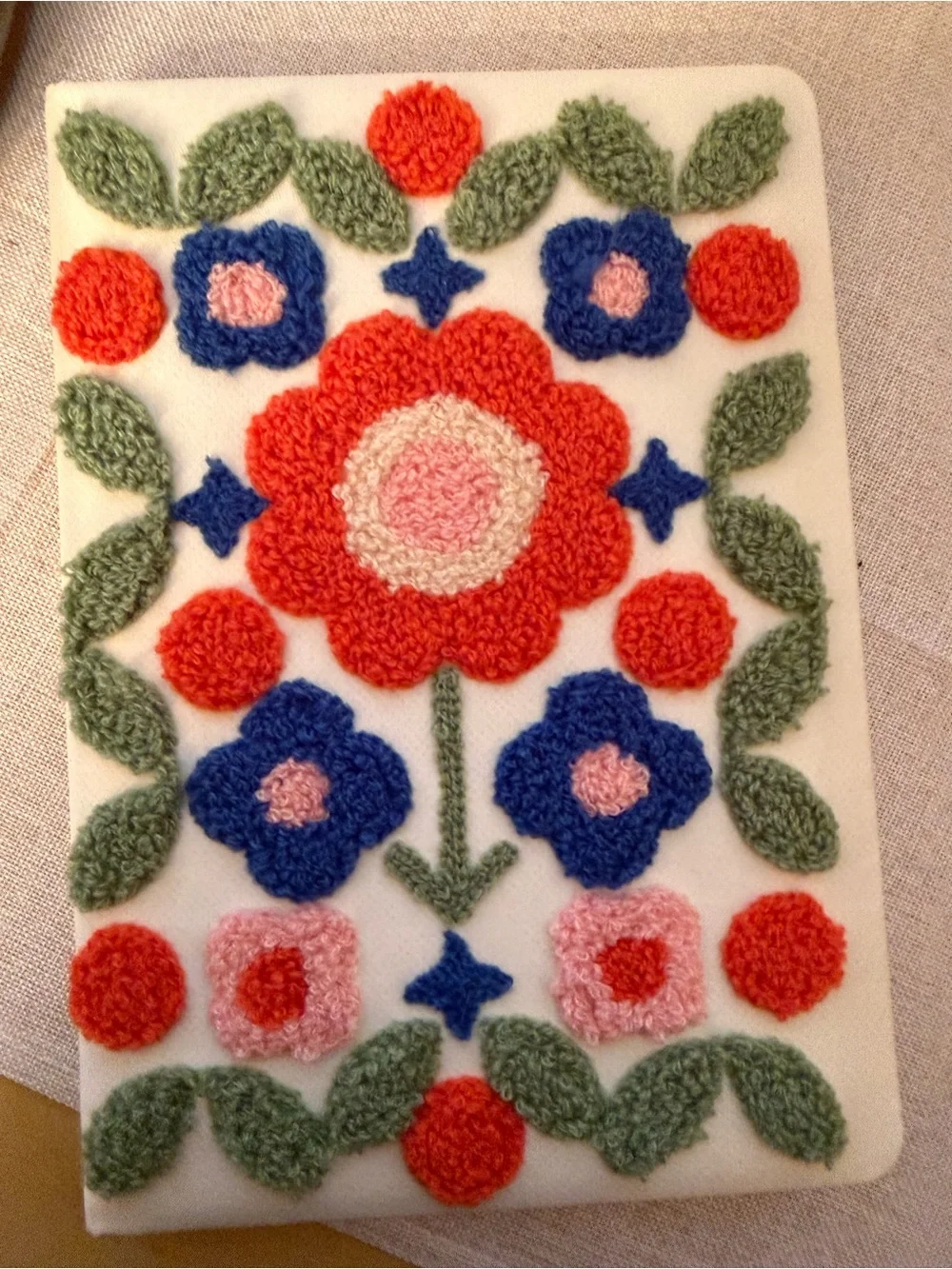 Punch Needle Floral Journal Notebook Folk Art Embroidered Cover Lined Page NWT